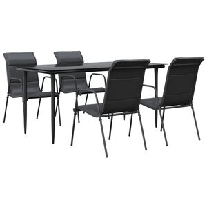 vidaXL Ensemble &agrave; manger de jardin 5 pcs noir textil&egrave;ne et acier