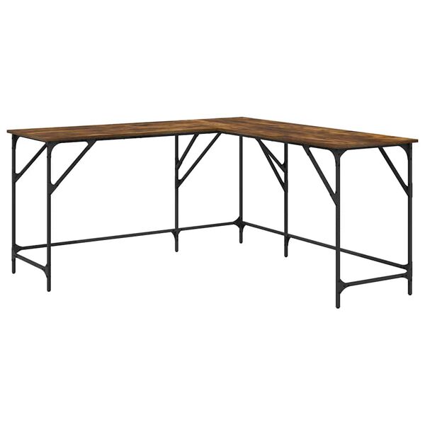 vidaXL Bureau chêne fumé 149x149x75 cm bois d'ingénierie