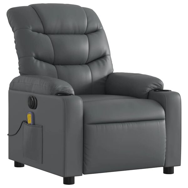 vidaXL Fauteuil inclinable de massage &eacute;lectrique gris similicuir