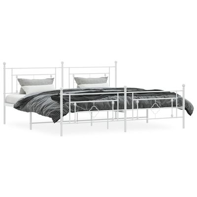 vidaXL Cadre de lit métal avec tête de lit/pied de lit blanc 193x203cm