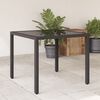 vidaXL Table de jardin dessus en verre Noir 90x90x75 cm R&eacute;sine tress&eacute;e