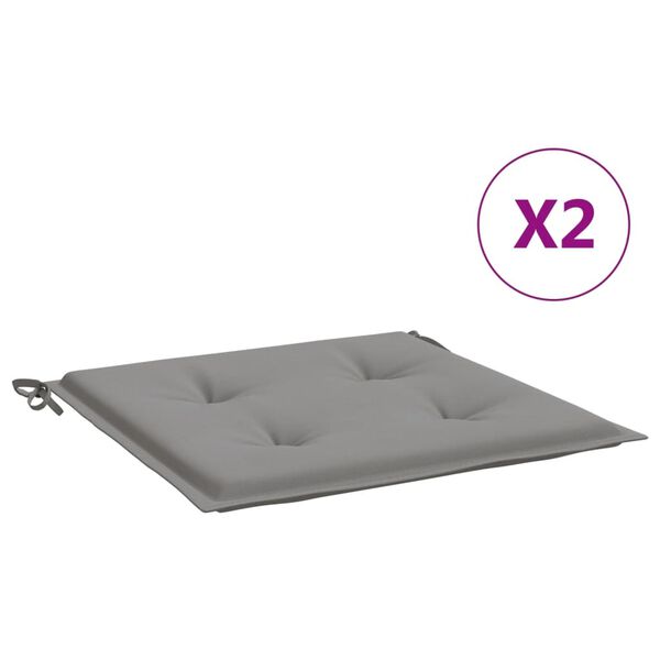 vidaXL Coussins de chaise de jardin lot de 2 gris 50x50x4 cm