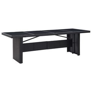 vidaXL Table de jardin Noir 240x90x74 cm R&eacute;sine tress&eacute;e et verre