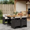 vidaXL Ensemble &agrave; manger de jardin coussins 5pcs Noir R&eacute;sine tress&eacute;e