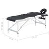 vidaXL Table de massage pliable 2 zones Aluminium Noir et blanc