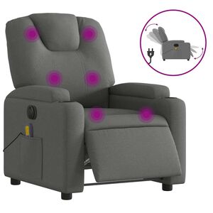 vidaXL Fauteuil inclinable de massage &eacute;lectrique gris fonc&eacute; tissu