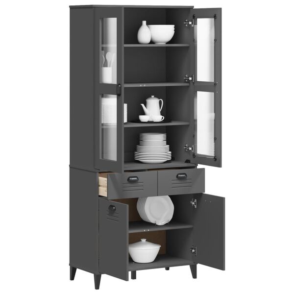 vidaXL Buffet VIKEN gris anthracite 80x40x190 cm bois massif de pin