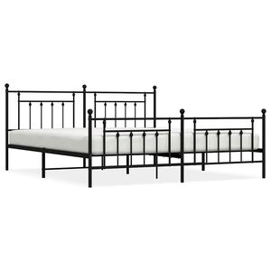 vidaXL Cadre de lit métal sans matelas avec pied de lit noir 193x203cm