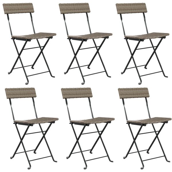 vidaXL Chaises de bistrot pliantes lot de 6 Gris R&eacute;sine tress&eacute;e acier