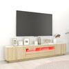 vidaXL Meuble TV avec lumi&egrave;res LED Ch&ecirc;ne sonoma 200x35x40 cm