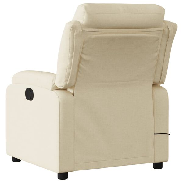 vidaXL Fauteuil inclinable de massage cr&egrave;me tissu