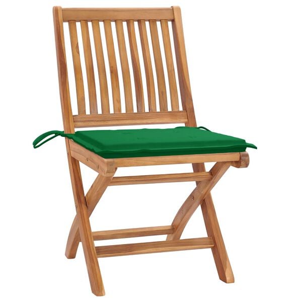 vidaXL Chaises pliables de jardin avec coussins lot de 4 Teck solide