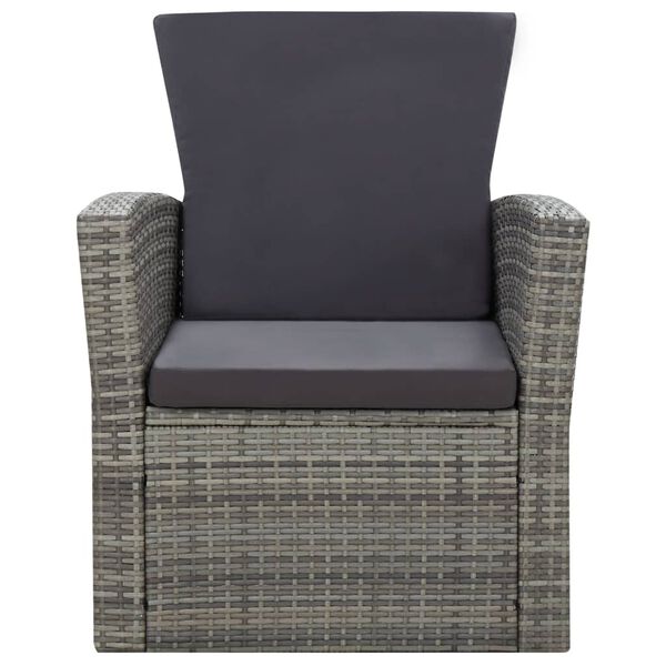 vidaXL Salon de jardin 4 pcs avec coussins résine tressée gris