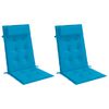 vidaXL Coussins de chaise &agrave; dossier haut lot de 2 bleu clair