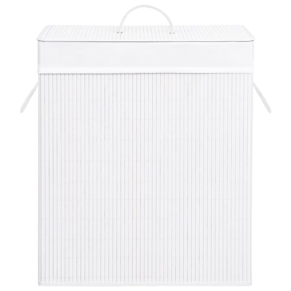 vidaXL Panier &agrave; linge avec 2 sections bambou blanc 100 L