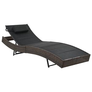 vidaXL Chaise longue R&eacute;sine tress&eacute;e et textil&egrave;ne Marron