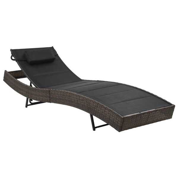 vidaXL Chaise longue R&eacute;sine tress&eacute;e et textil&egrave;ne Marron