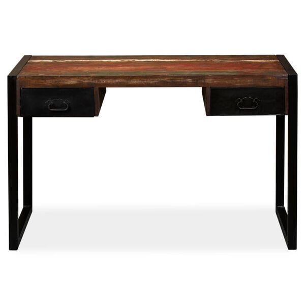 vidaXL Bureau avec 2 tiroirs Bois de r&eacute;cup&eacute;ration massif 120x50x76 cm