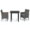 vidaXL Ensemble &agrave; manger de jardin coussins 3pcs R&eacute;sine tress&eacute;e Gris