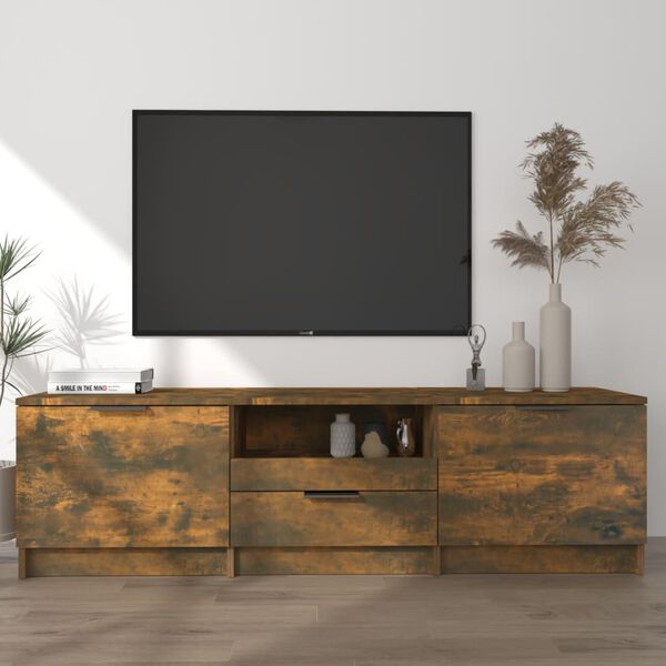 vidaXL Meuble TV Ch&ecirc;ne fum&eacute; 140x35x40 cm Bois d'ing&eacute;nierie