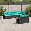 vidaXL Salon de jardin 8 pcs avec coussins noir r&eacute;sine tress&eacute;e