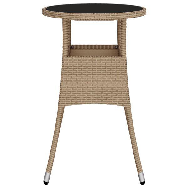 vidaXL Table de jardin &Oslash;60x75 cm Verre tremp&eacute;/r&eacute;sine tress&eacute;e Beige