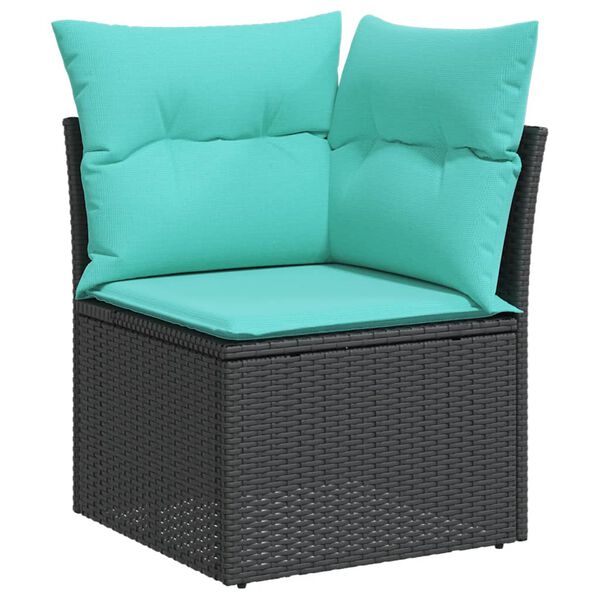 vidaXL Salon de jardin 6 pcs avec coussins noir résine tressée