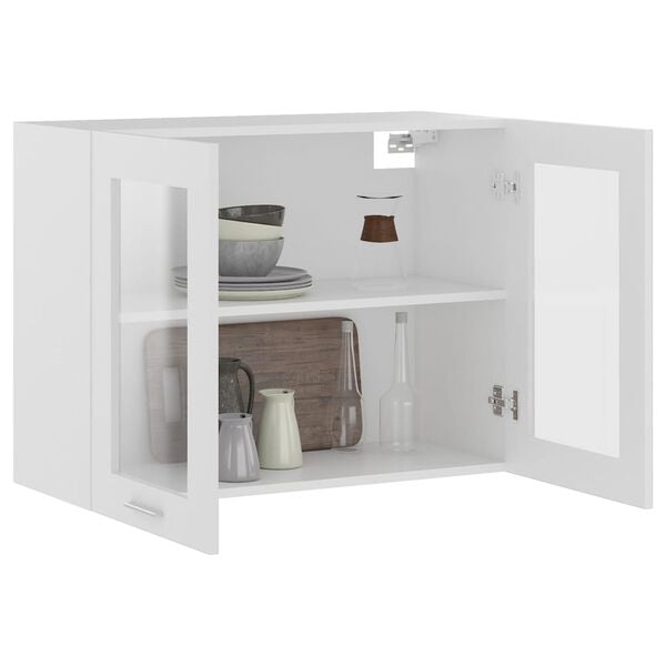 vidaXL Vitrine suspendue "Lyon" Blanc 80 x 31 x 60 cm Bois d'ing&eacute;nierie