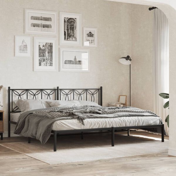 vidaXL Cadre de lit m&eacute;tal sans matelas avec t&ecirc;te de lit noir 193x203cm