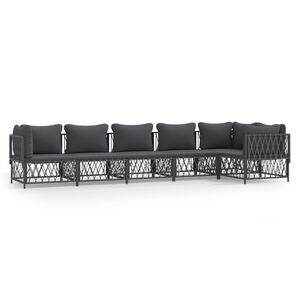 vidaXL Salon de jardin avec coussins 6 pcs anthracite acier