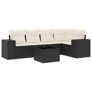 vidaXL Salon de jardin 6 pcs avec coussins noir r&eacute;sine tress&eacute;e