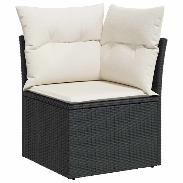 vidaXL Salon de jardin 6 pcs avec coussins noir r&eacute;sine tress&eacute;e
