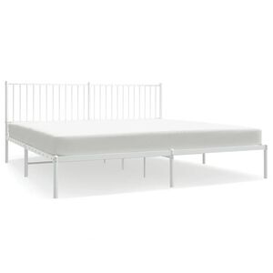 vidaXL Cadre de lit m&eacute;tal sans matelas et t&ecirc;te de lit blanc 193x203 cm
