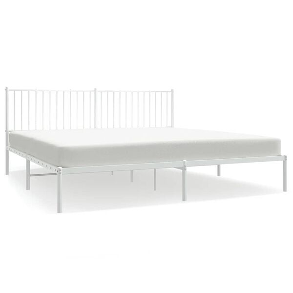 vidaXL Cadre de lit m&eacute;tal sans matelas et t&ecirc;te de lit blanc 193x203 cm