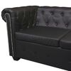 vidaXL Canap&eacute; d'angle Chesterfield 6 places noir similicuir