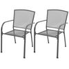 vidaXL Chaises empilables de jardin lot de 2 Acier Gris
