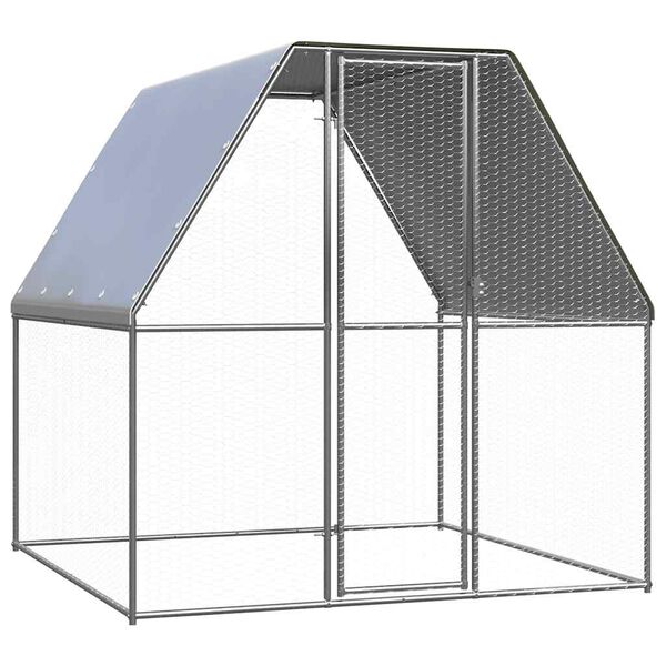 vidaXL Poulailler argenté et gris 2x2x2 m acier galvanisé