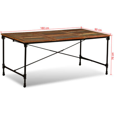 vidaXL Table à manger Bois de récupération massif 180 cm