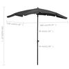 vidaXL Parasol de jardin avec m&acirc;t 200x130 cm anthracite