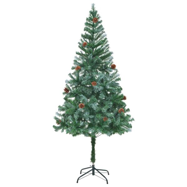 vidaXL Sapin de No&euml;l artificiel pr&eacute;-&eacute;clair&eacute; et pommes de pin 180 cm