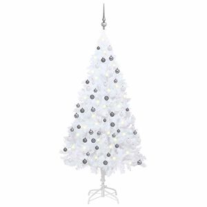 vidaXL Arbre de No&euml;l artificiel pr&eacute;-&eacute;clair&eacute; et boules blanc 180 cm PVC