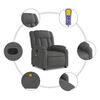 vidaXL Fauteuil de massage inclinable gris fonc&eacute; tissu