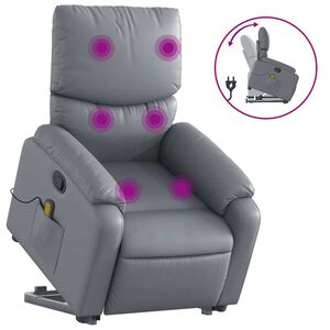vidaXL Fauteuil inclinable de massage gris similicuir