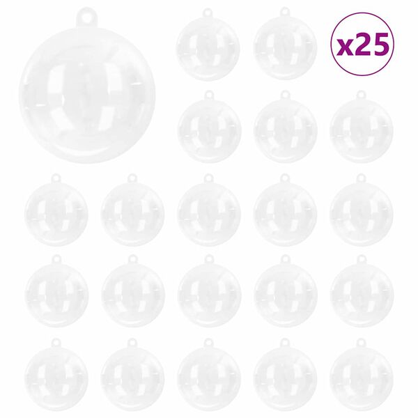 vidaXL Ensemble de Boules de No&euml;l 25 pcs Transparent &Oslash; 10 cm