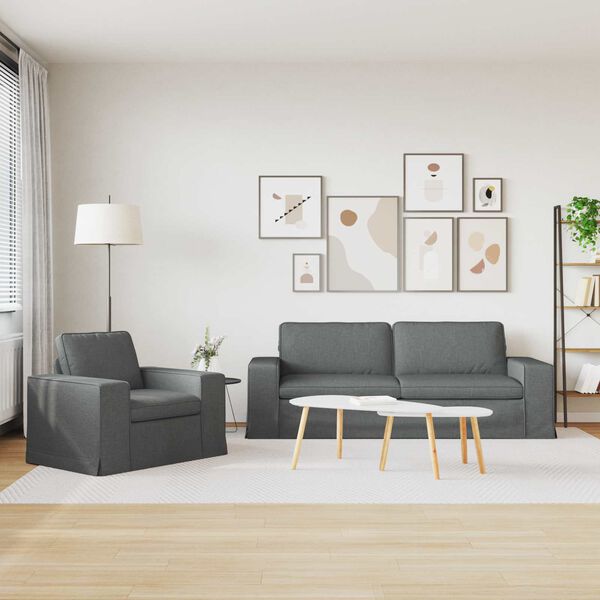 vidaXL Ensemble de Canap&eacute;s 2 pcs Gris fonc&eacute; 182 x 80 x 82 cm tissu