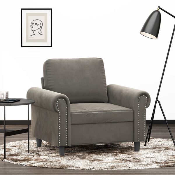 vidaXL Fauteuil Gris clair 60 cm Velours