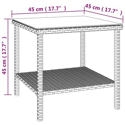 vidaXL Table d'appoint noir 45x45x45 cm poly rotin et verre trempé