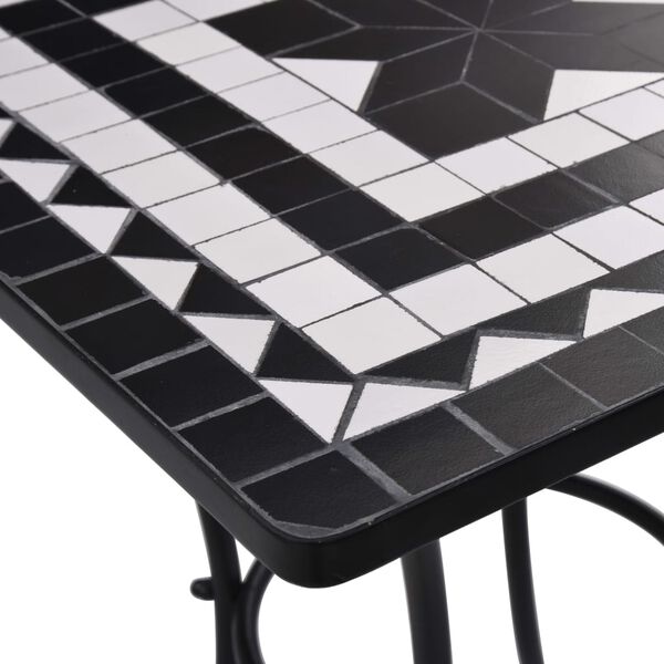 vidaXL Table de bistro mosa&iuml;que Noir et blanc 60 cm C&eacute;ramique