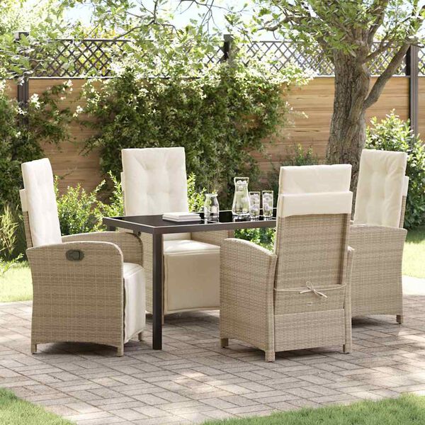 vidaXL Ensemble de salle &agrave; manger pour jardin 5 pcs Beige polyrotin