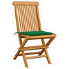 vidaXL Chaises de jardin et coussins vert lot de 8 Bois de teck massif